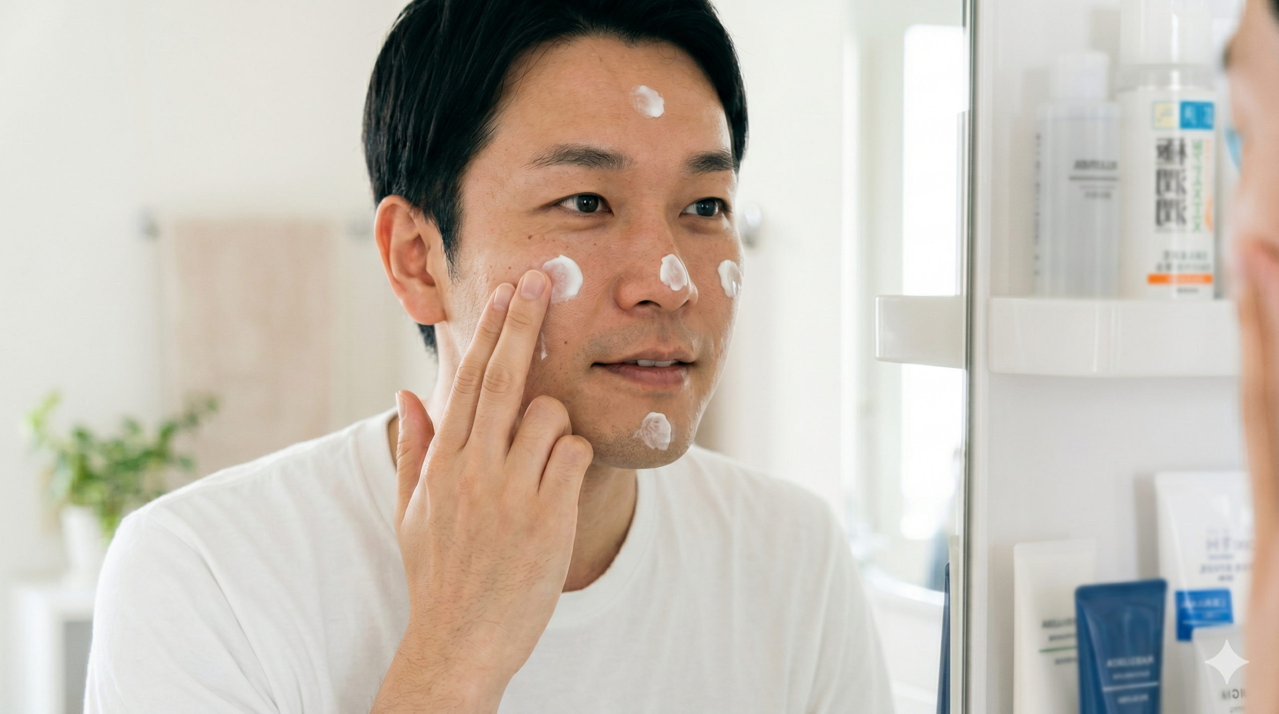 敏感肌用薬用美容液を顔に塗っているイメージ