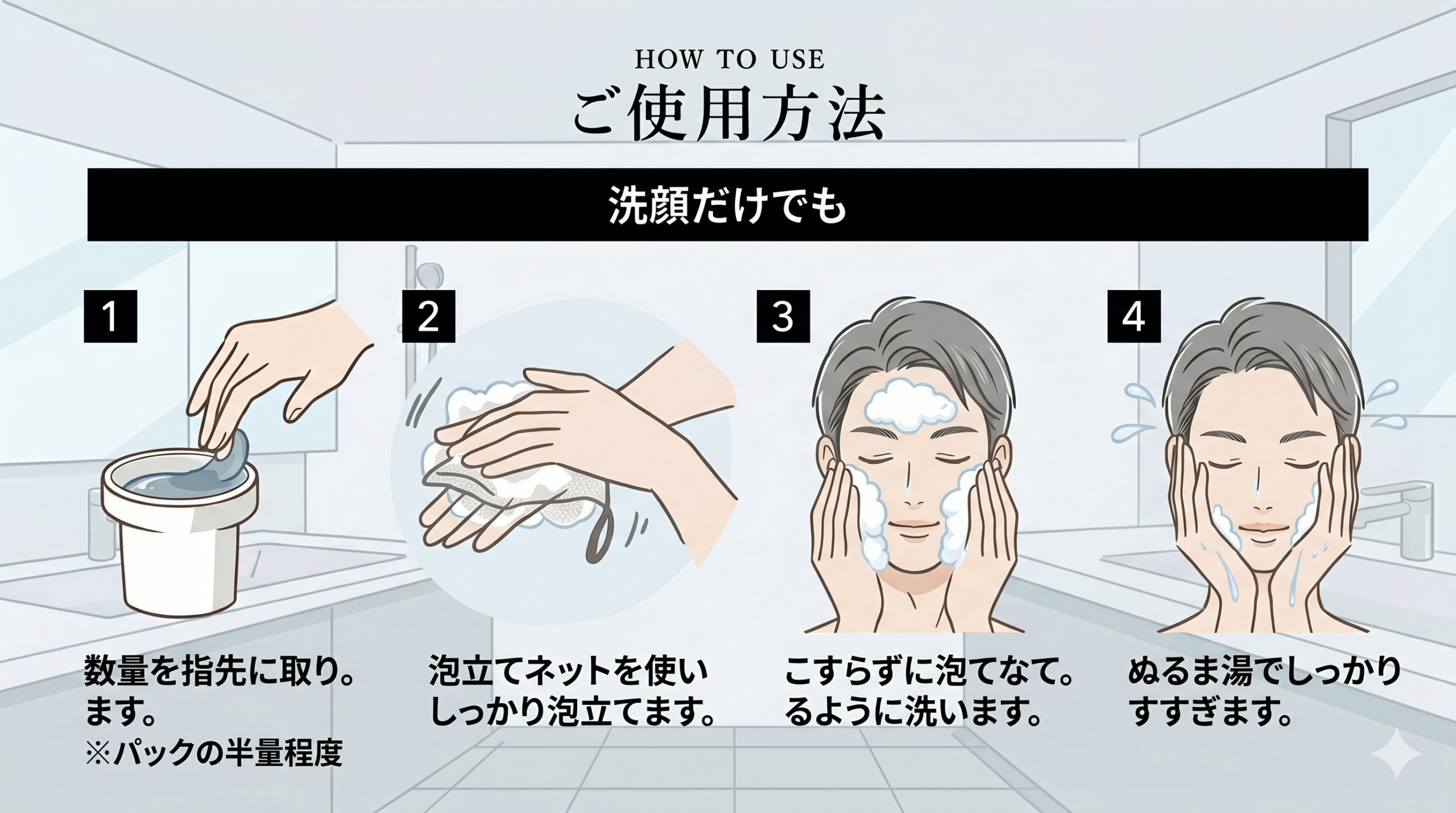 タラソ洗顔石鹸を洗顔として使うイメージ